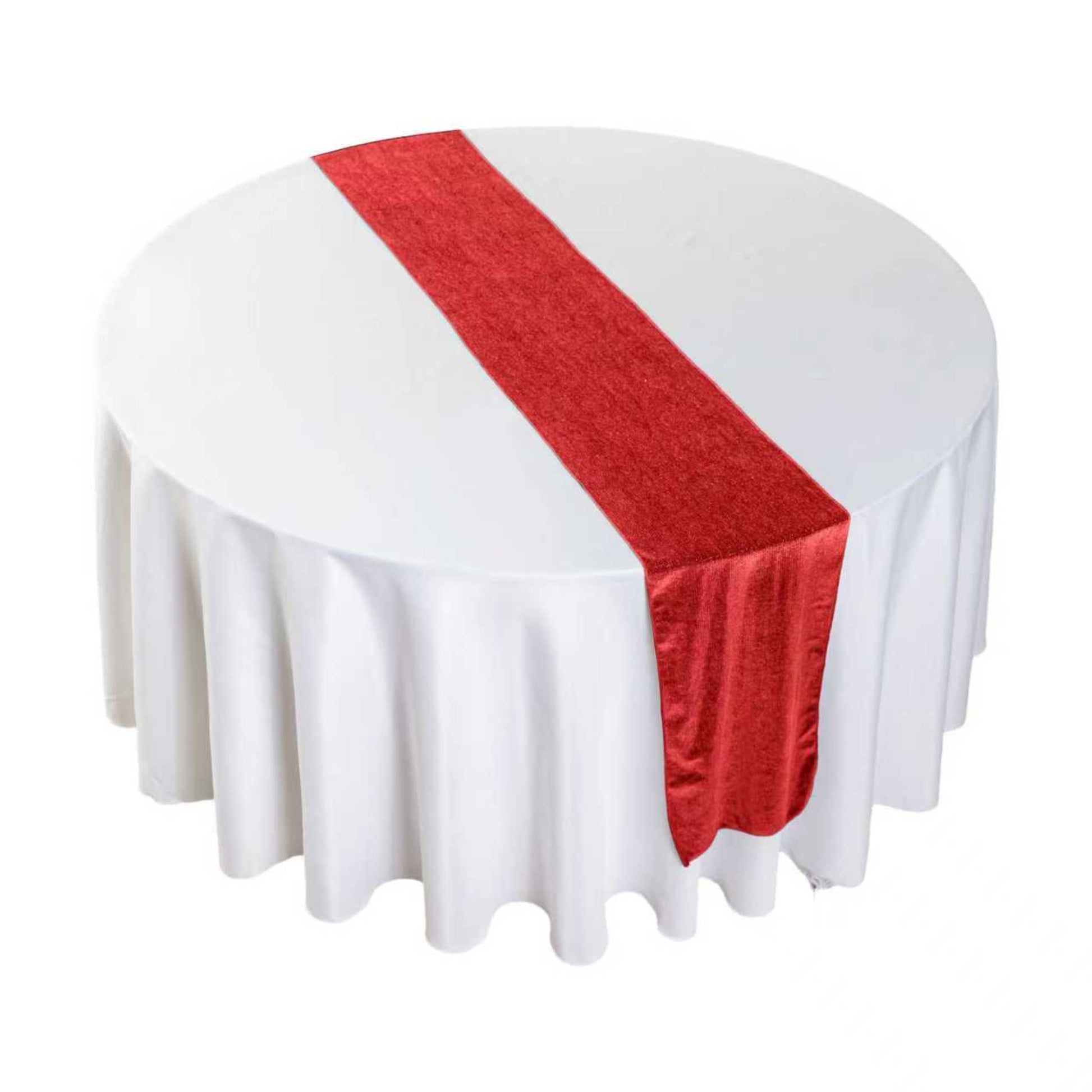 Glitter Velvet Table Runner Red birds eye view