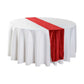Glitter Velvet Table Runner Red on a round white tablecloth