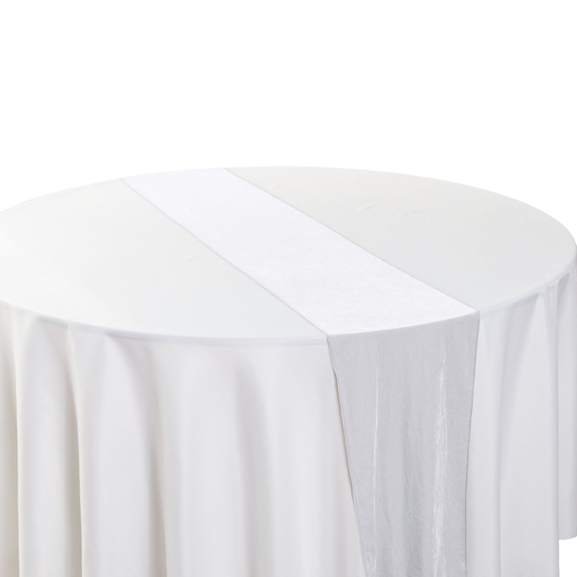Glitter Velvet Table Runner White angled view