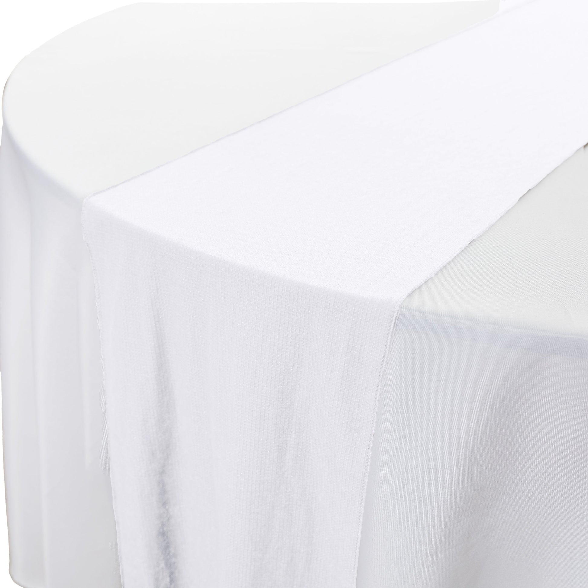 Glitter Velvet Table Runner White close up