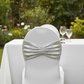 Glitz Ruffle Sequin Spandex Chair Band Sash - Silver on white banquet chair cover