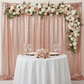 Glitz Sequin 10ft H x 52" W Drape/Backdrop panel - Blush/Rose Gold with flower premade runner