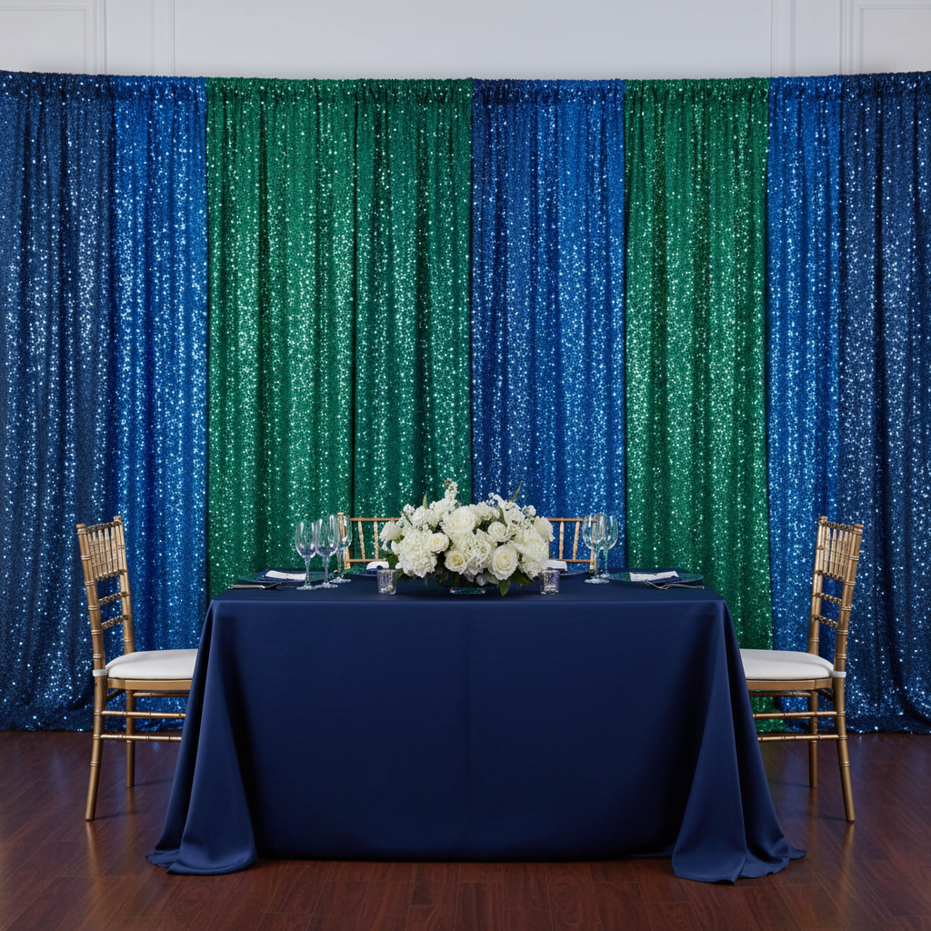 Glitz Sequin 10ft H x 52" W Drape/Backdrop panel - Emerald Green