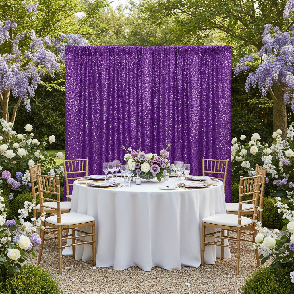 Glitz Sequin 14ft H x 52" W Drape/Backdrop panel - Purple