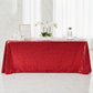 Glitz Sequin 90"x132" Rectangular Tablecloth - Red with white table runner
