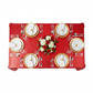 Glitz Sequin 90"x132" Rectangular Tablecloth - Red with gold charger plate | white napkin | wine goblets | napkin ring