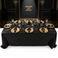 top view holiwood birthday setup with Glitz Sequin 90"x156" Rectangular Tablecloth - Black