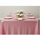 Glitz Sequin 90"x156" Rectangular Tablecloth - Pink | charger plate | wine goblets | napkin |