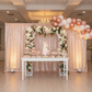 bridal shower with Glitz Sequin Mesh Net 10ft H x 52" W Drape/Backdrop panel - Blush/Rose Gold