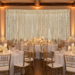 indoor wedding reception with Glitz Sequin Mesh Net 12ft H x 52" W Drape/Backdrop panel - Champagne
