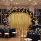 graduation indoor class reception with Glitz Sequin Mesh Net 14ft H x 52" W Drape/Backdrop panel - Gold