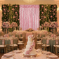 enchanted garden themed quinceañera with Glitz Sequin Mesh Net 14ft H x 52" W Drape/Backdrop panel - Pink