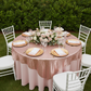 Glitz Sequin Mesh Net Table Overlay Topper 72"x72" Square - Blush/Rose Gold with gold charger plate | glass goblets | flower centerpiece | white chiavari | white napkin