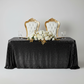 Glitz Sequin Mesh Net Tablecloth  90"x132" Rectangular -  Black with gold charger plate | white flower premade runner