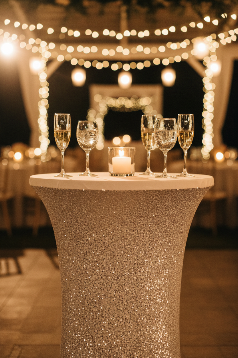 Glitz Sequin Spandex Cocktail Table Cover 30
