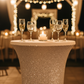 Glitz Sequin Spandex Cocktail Table Cover 30"-32" Round - Silver