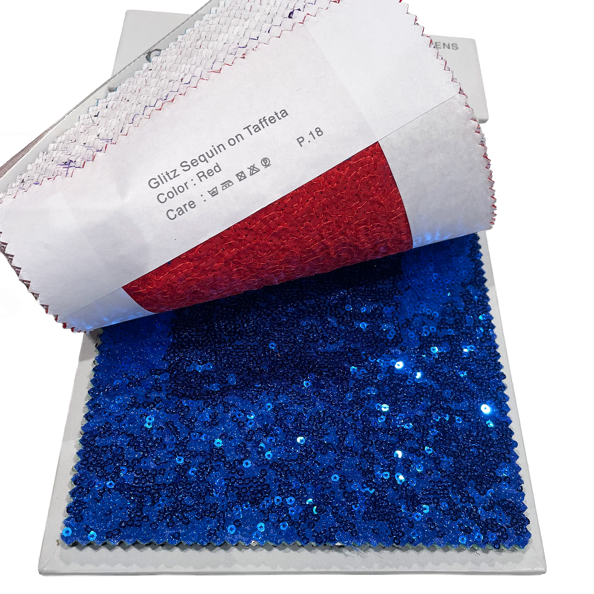 Glitz Sequin Swatch Booklet labeing on the back of the color swatch 