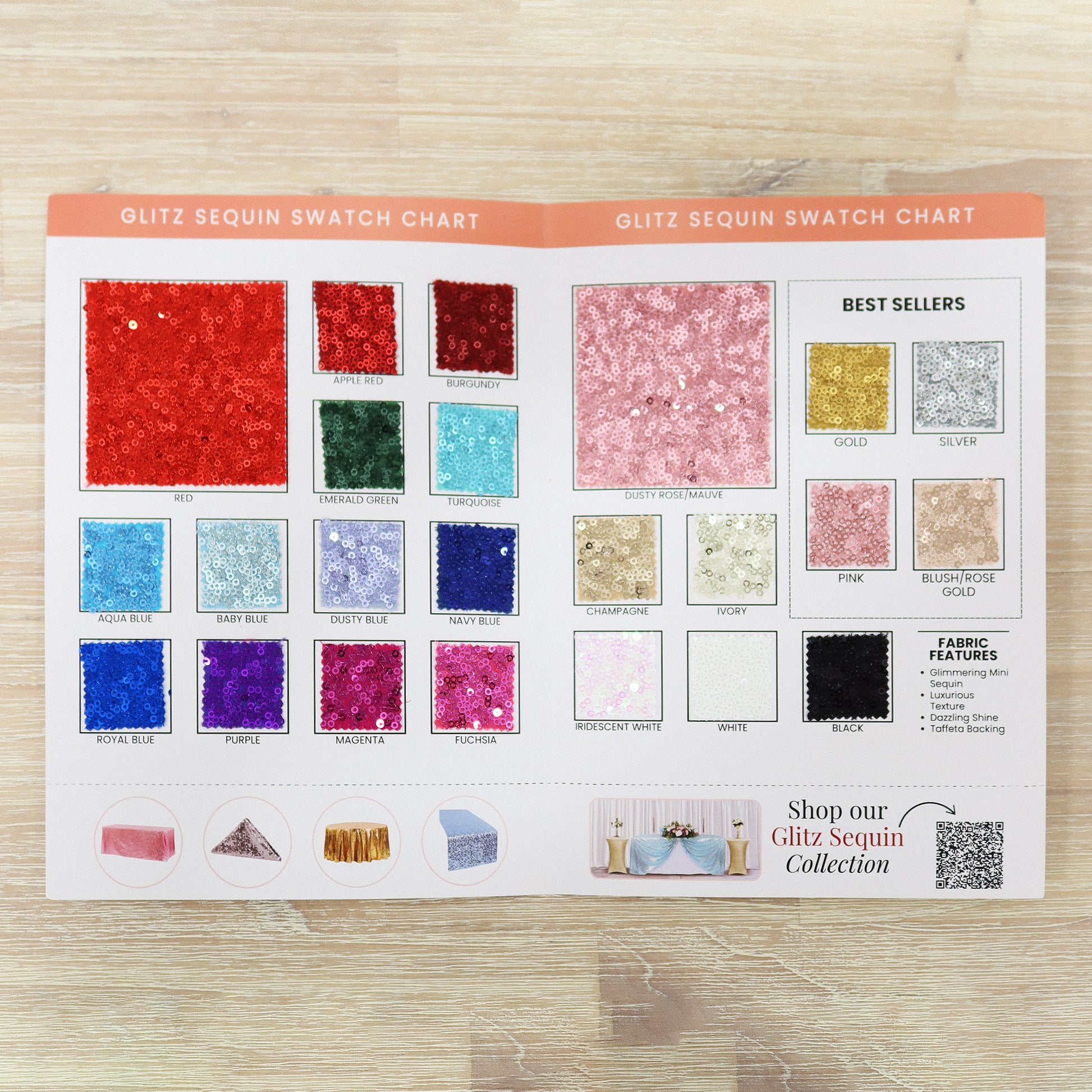 Glitz Swatch Chart opened with view of all swatch colors