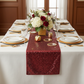 Glitz Sequin Table Runner - Burgundy | tablecloth | charger plate | dinner plate | napkin | wine goblet |