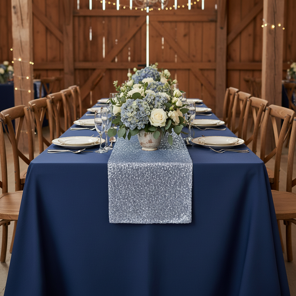 Glitz Sequin Table Runner - Dusty Blue