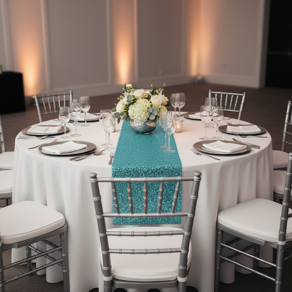 Glitz Sequin Table Runner - Turquoise