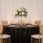 wedding setup using Glitz Sequins 120" Round Tablecloth - Black

