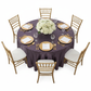 Glitz Sequins 132" Round Tablecloth - Eggplant/Plum with gold charger plate | wine goblets | flower centerpiece | white napkin | gold chiavari chair