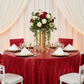 wedding reception with Glitz Sequins 132" Round Tablecloth - Red
