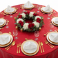 top view using Glitz Sequins 132" Round Tablecloth - Red
