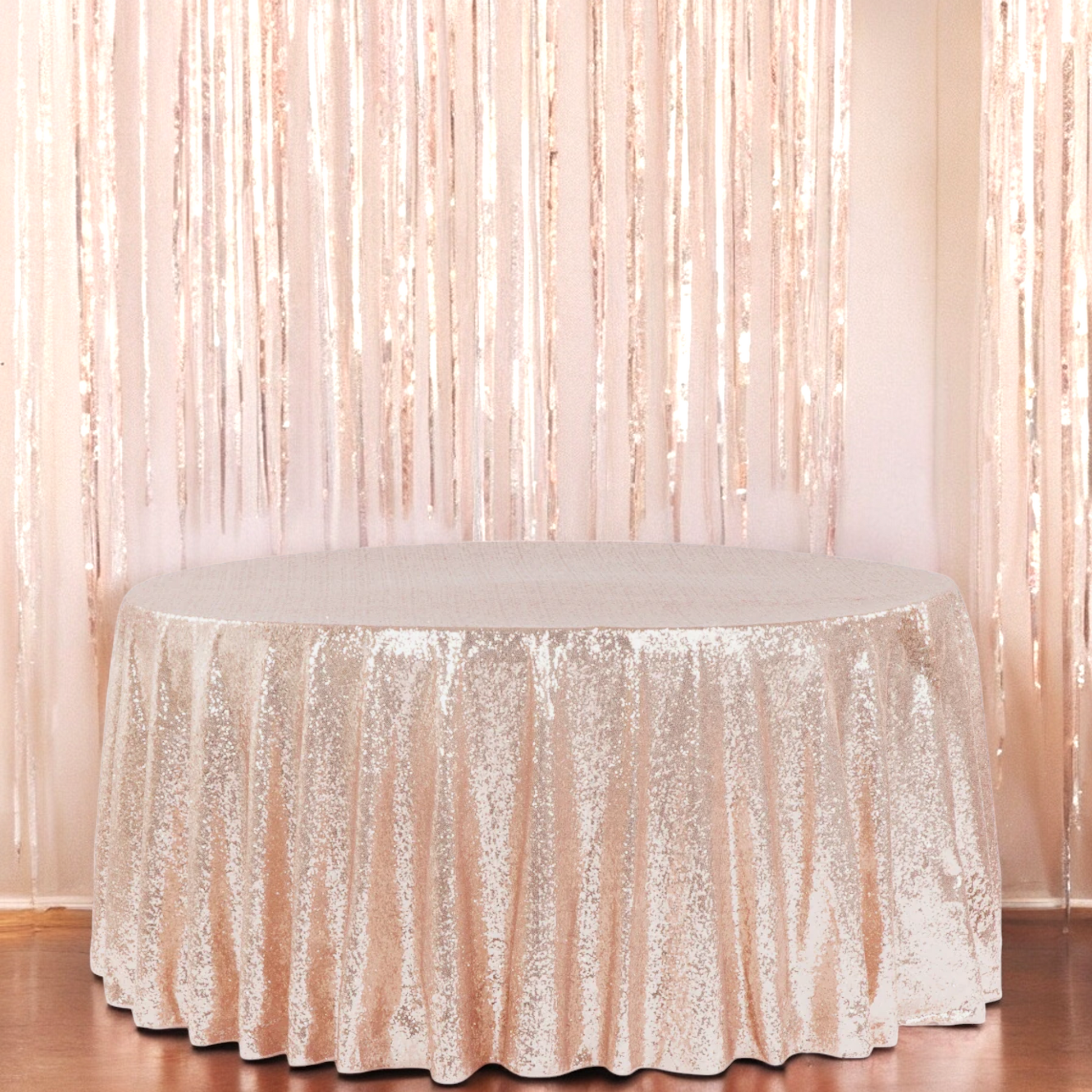 Glitz Sequins 108" Round Tablecloth - Blush/Rose Gold