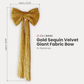 Sequin Velvet Giant Fabric Bow for Backdrop Gold infographic shwoing product dimensions
