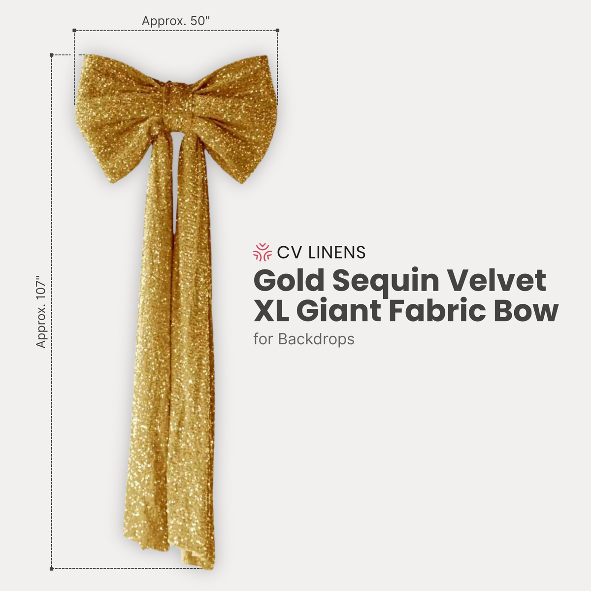 XL Sequin Velvet Giant Fabric Bow for Backdrop - Gold - CV Linens
