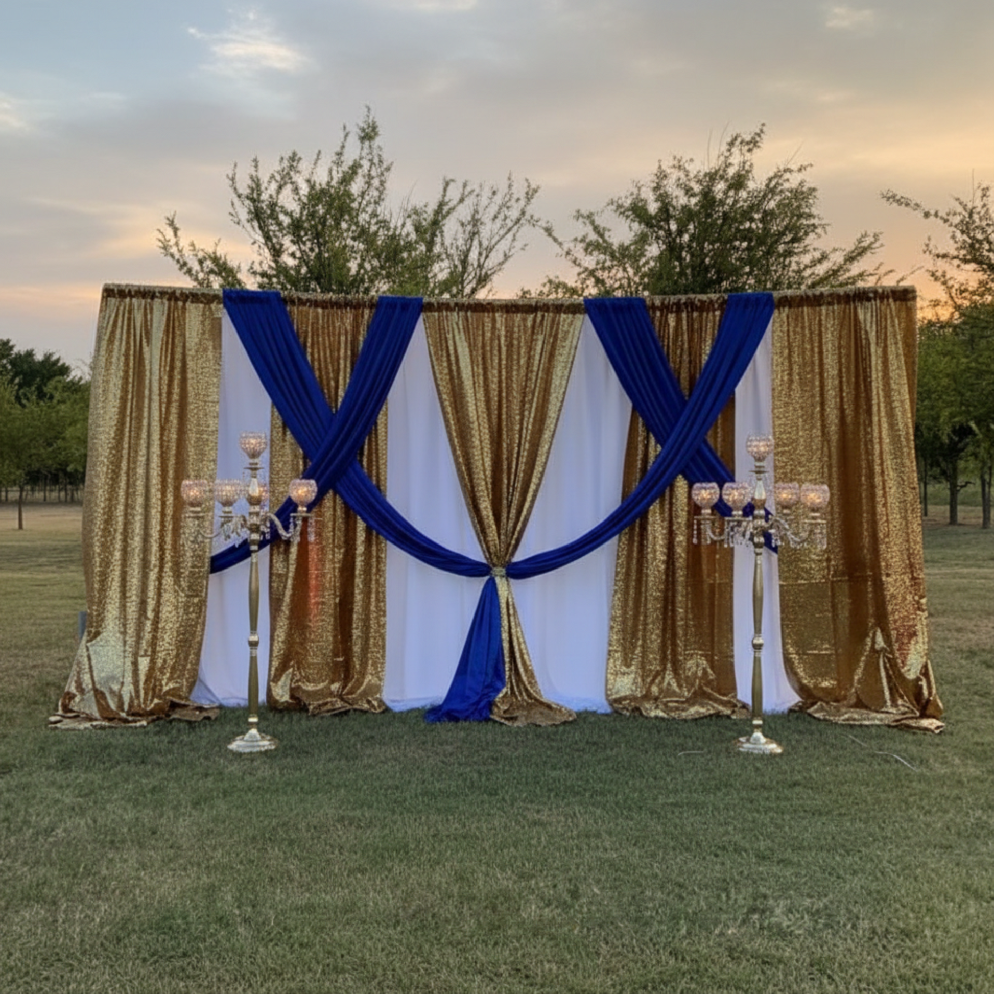 Gold Glitz Sequin 12 FT Drape - outdoor
