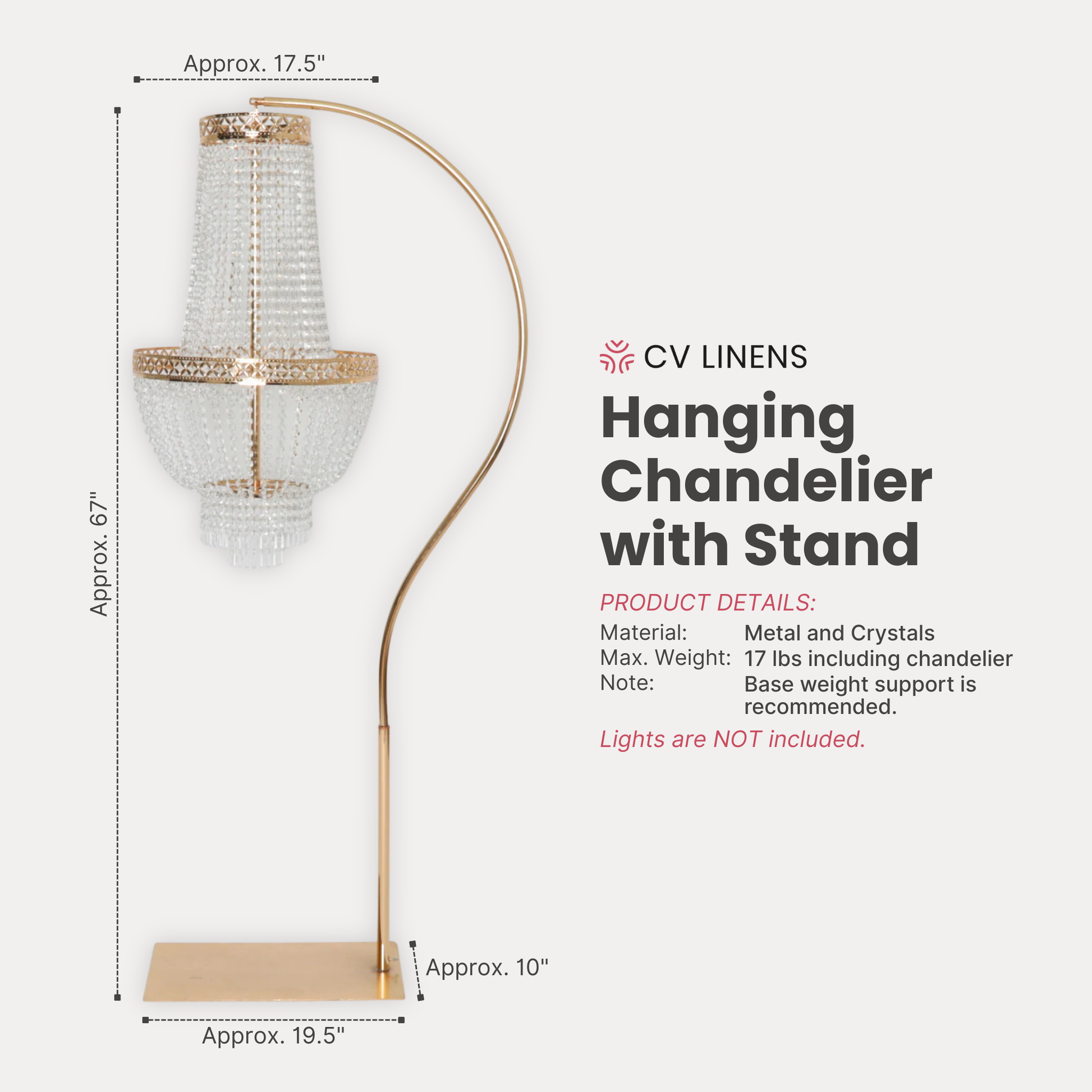 Hanging Chandelier with Stand infographic