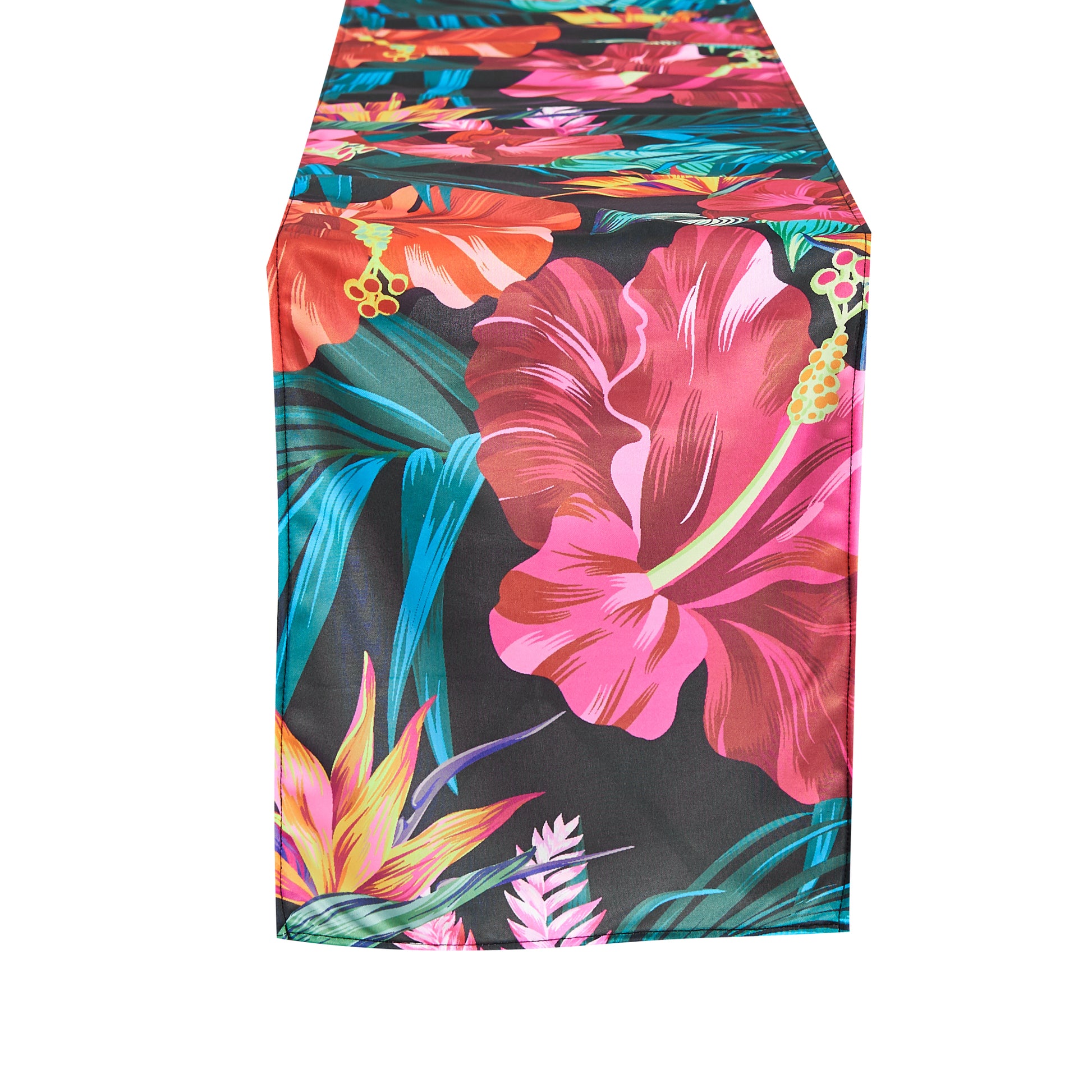Hawaiian Tahiti Floral Scuba Table Runner end close up
