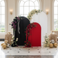 Heavy Duty Trio Arch Backdrop Frame Stands 3pc/set with red black and white covers for sample setup