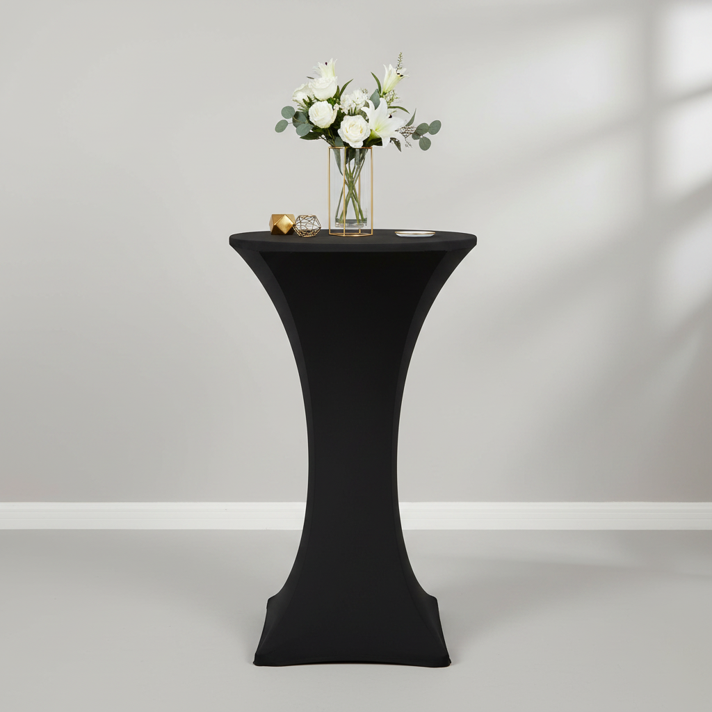 High 24" Spandex Round Cocktail Table Cover - Black
