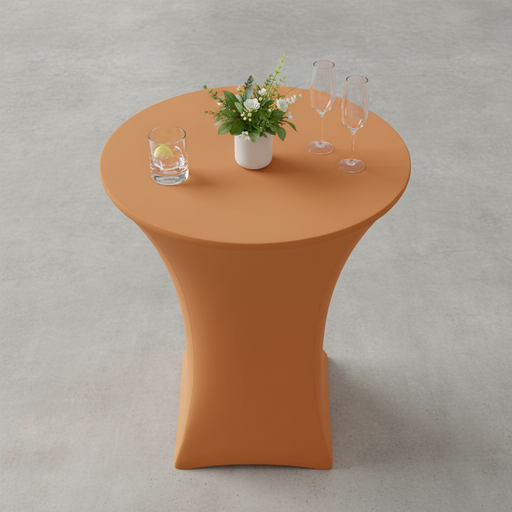 High 30" Spandex Round Cocktail Table Cover - Terracotta