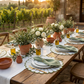 4pc/set Sunburst Edge Placemats - White/Olive Green Trim - CV Linens