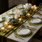 4pc/set Sunburst Edge Placemats - Olive Green/White Trim - CV Linens