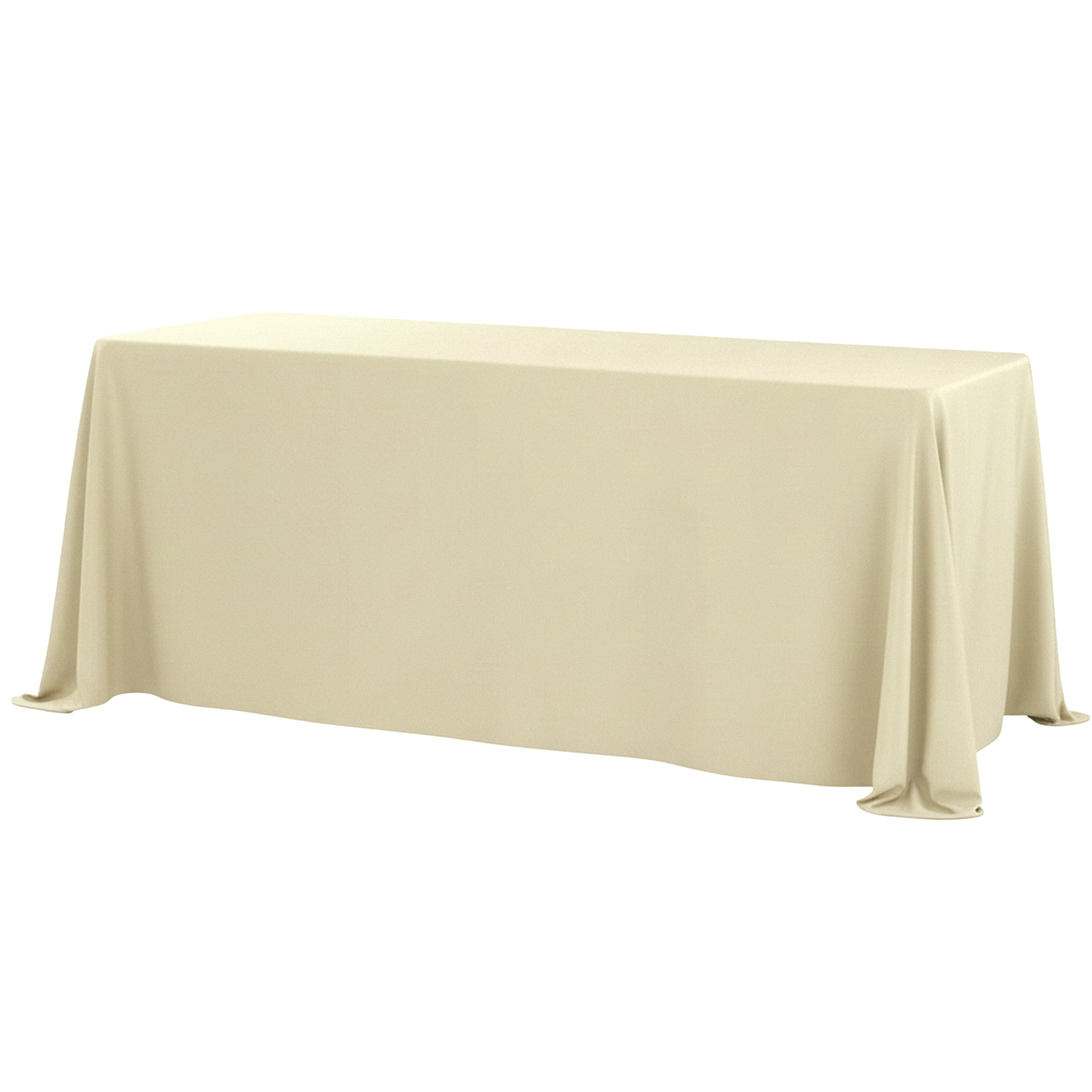 90"x156" Rectangular Premium Polyester Tablecloth (Square Corners) Ivory full view
