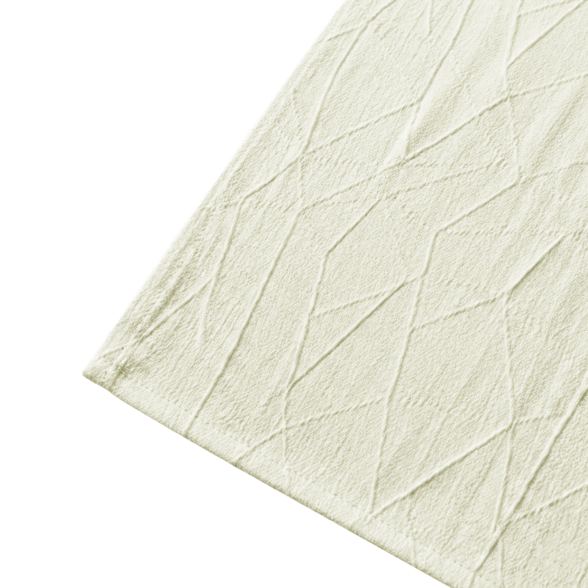 Embossed Geometric Jacquard Table Runner Ivory hemmed finish close up
