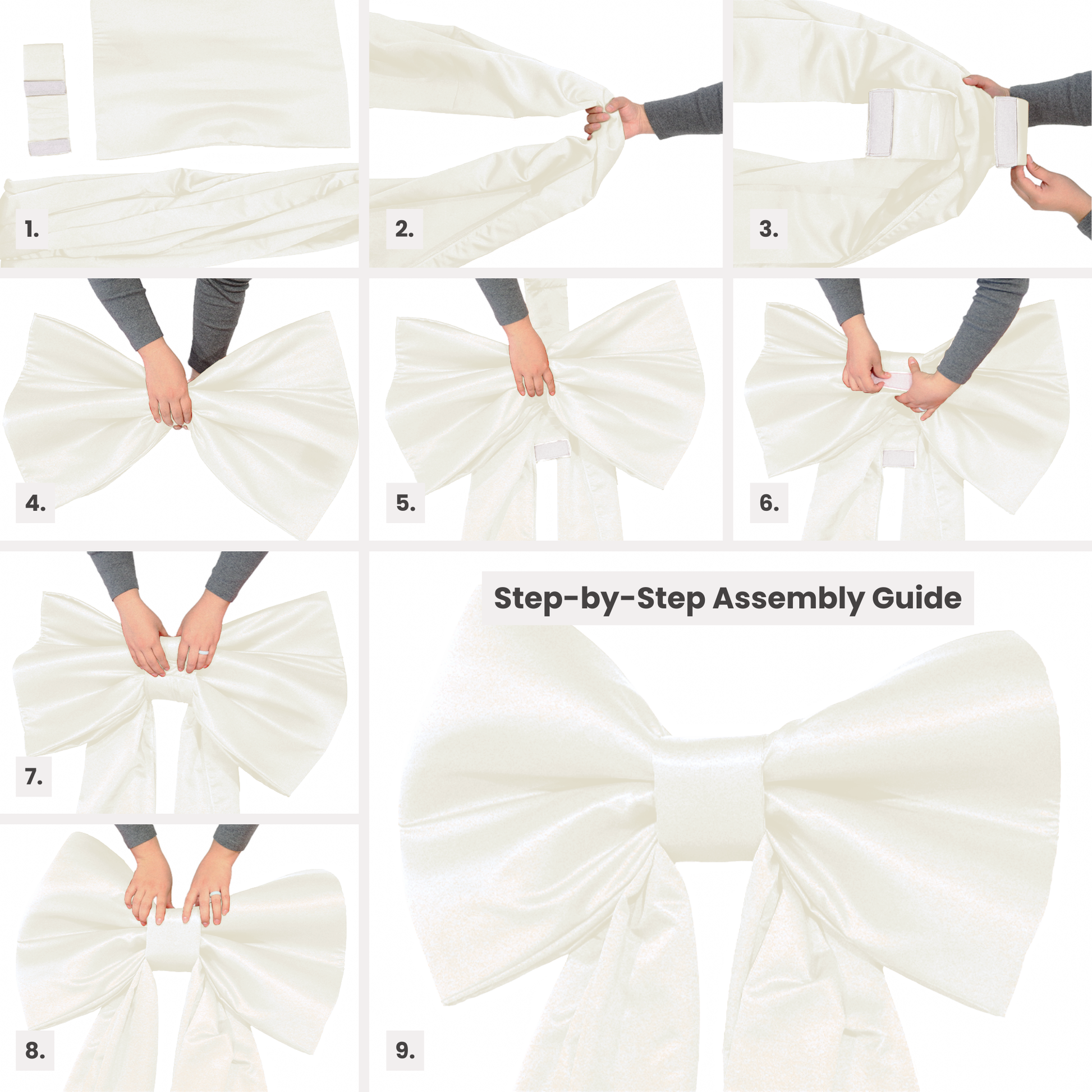 Giant Bow Backdrop Ivory assembly infographic