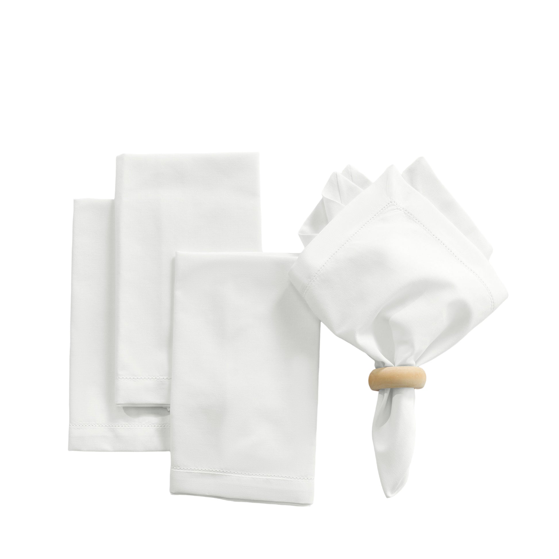 Hemstitch Linen Napkins Ivory set of 4 bundle