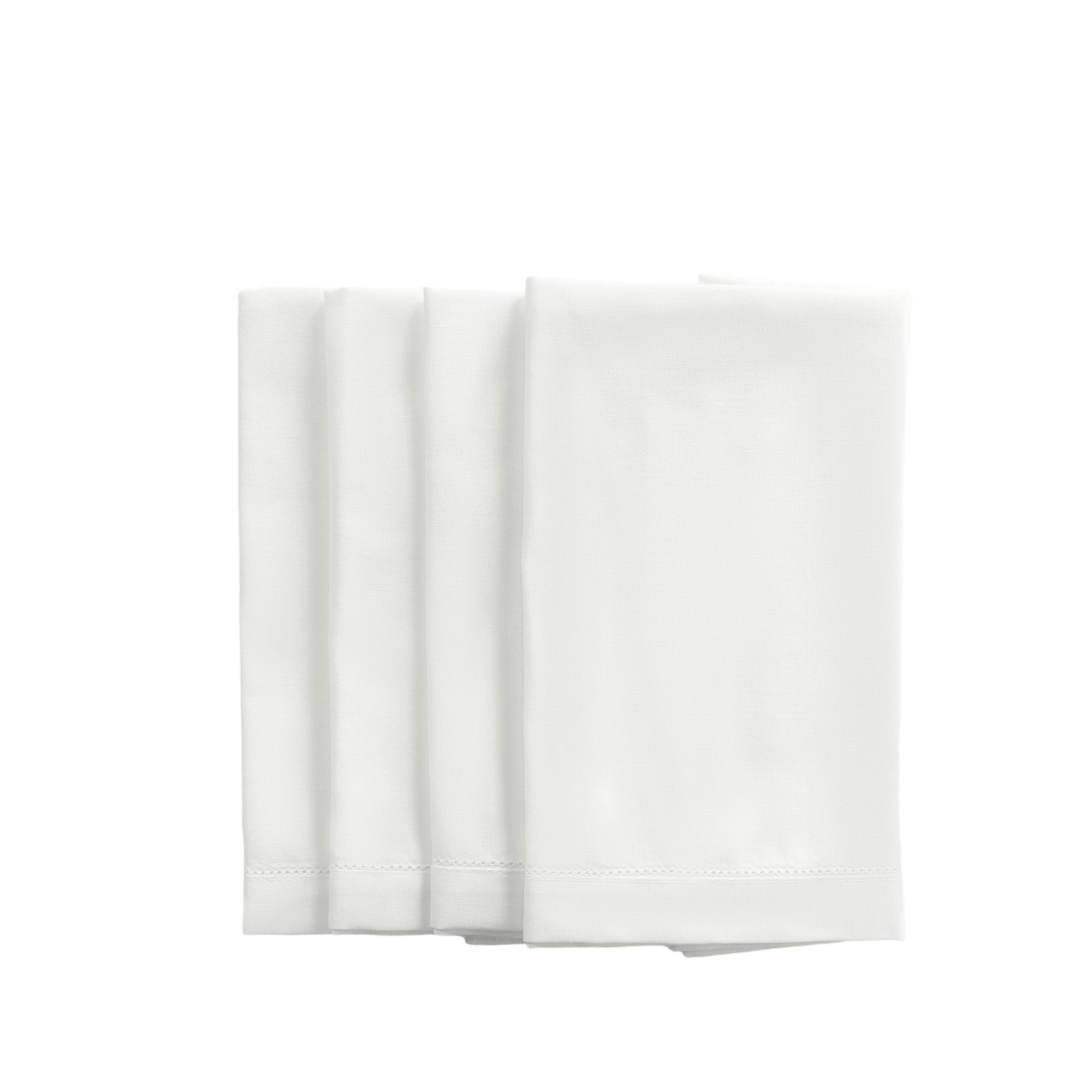Ivory Hemstitch Linen Napkins folded bundle
