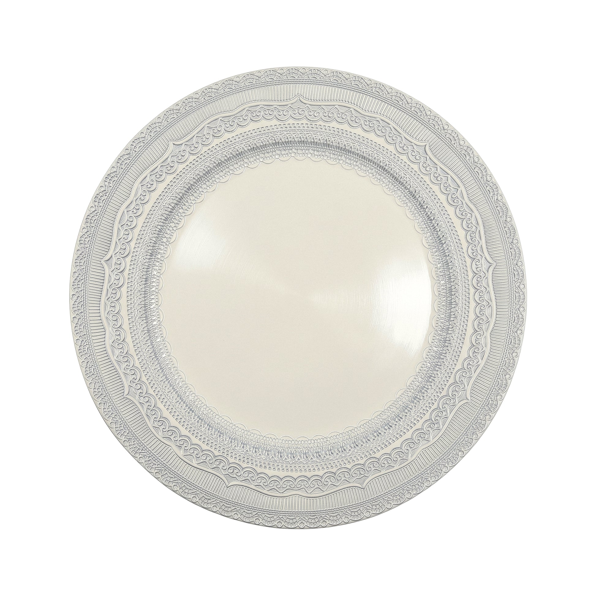Lace Embossed  Acrylic Plastic Charger Plate - Ivory
