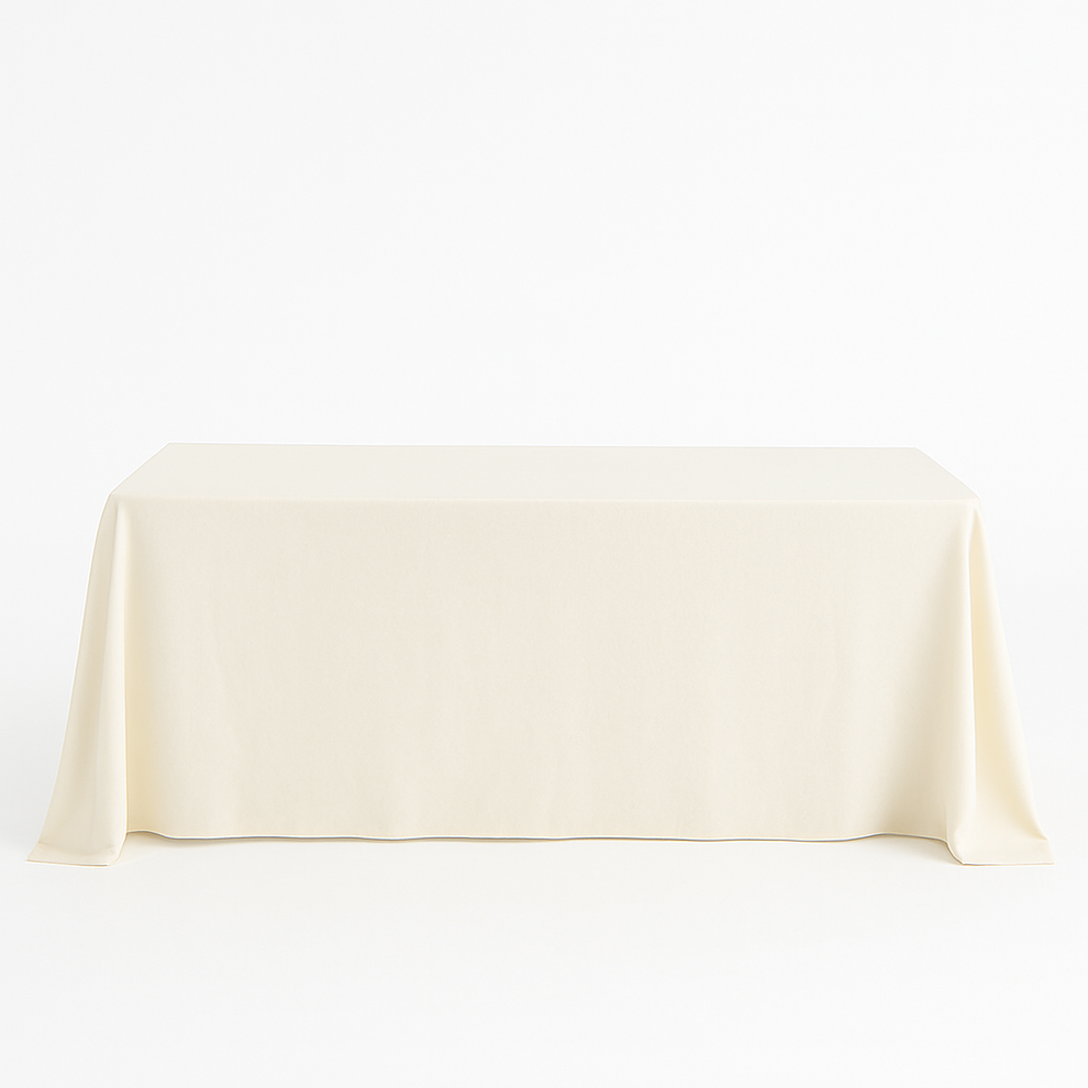 Rectangular Spring Ivory Ivory Premium Polyester King 108”x156” Rectangular Tablecloth - CV Linens™