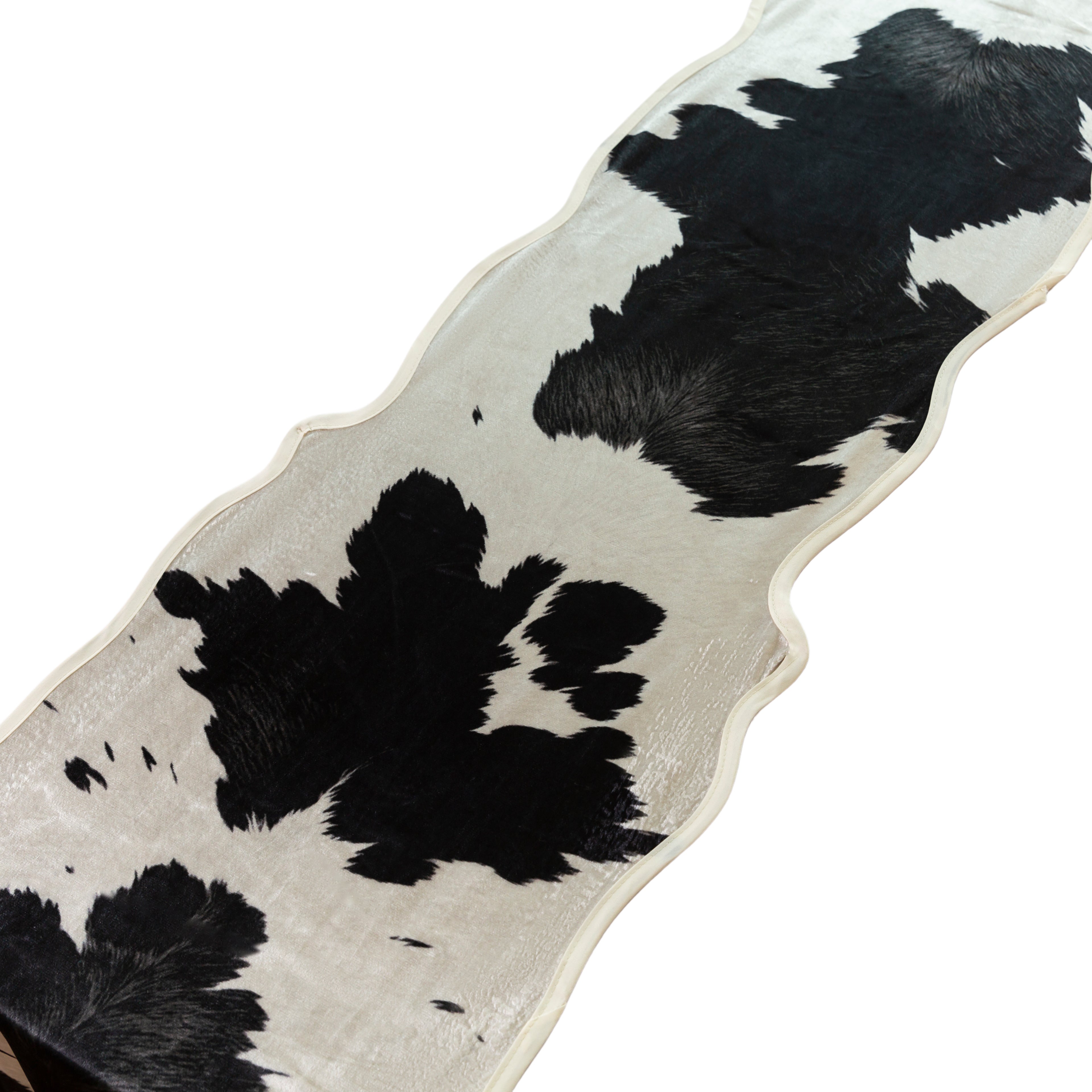 Faux Cowhide Table Runner - Black - CV Linens