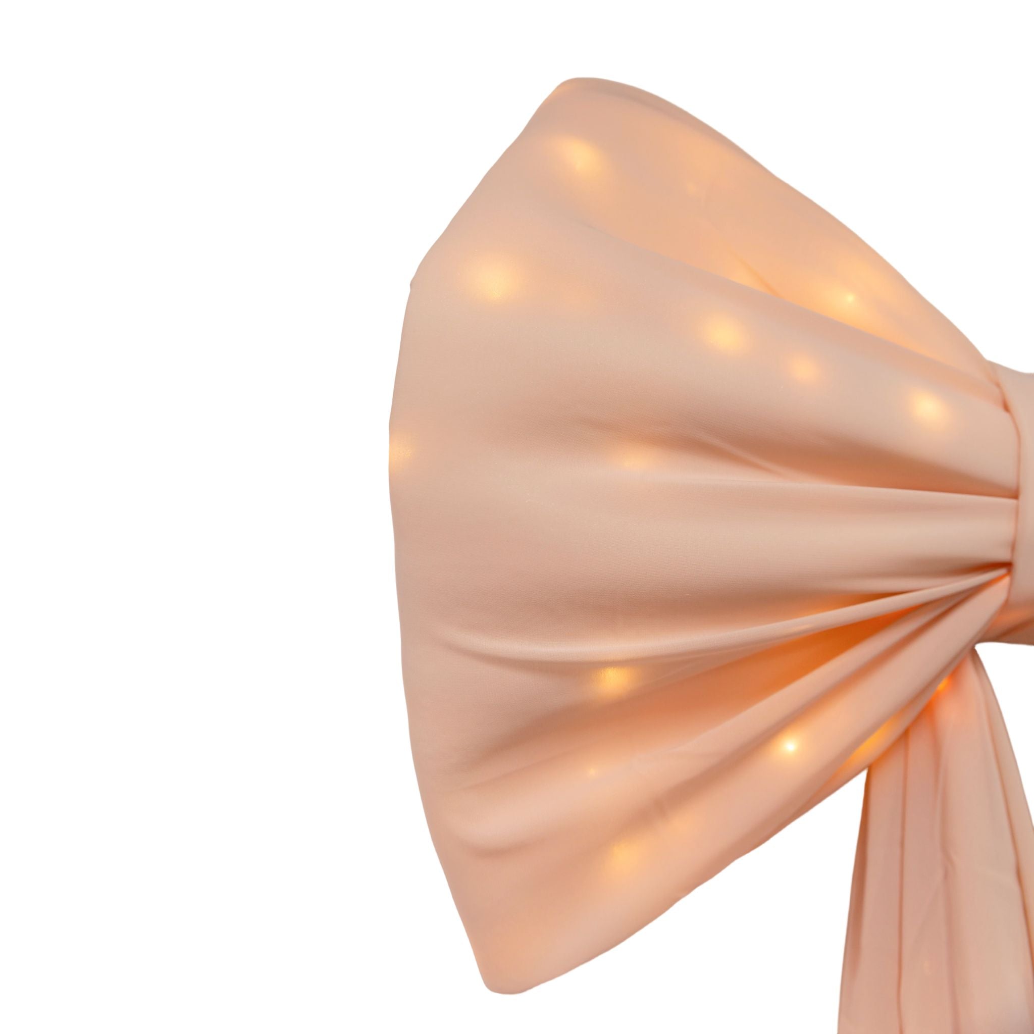 LED Chiffon Bow for Backdrop Blush/Rose Gold edge view