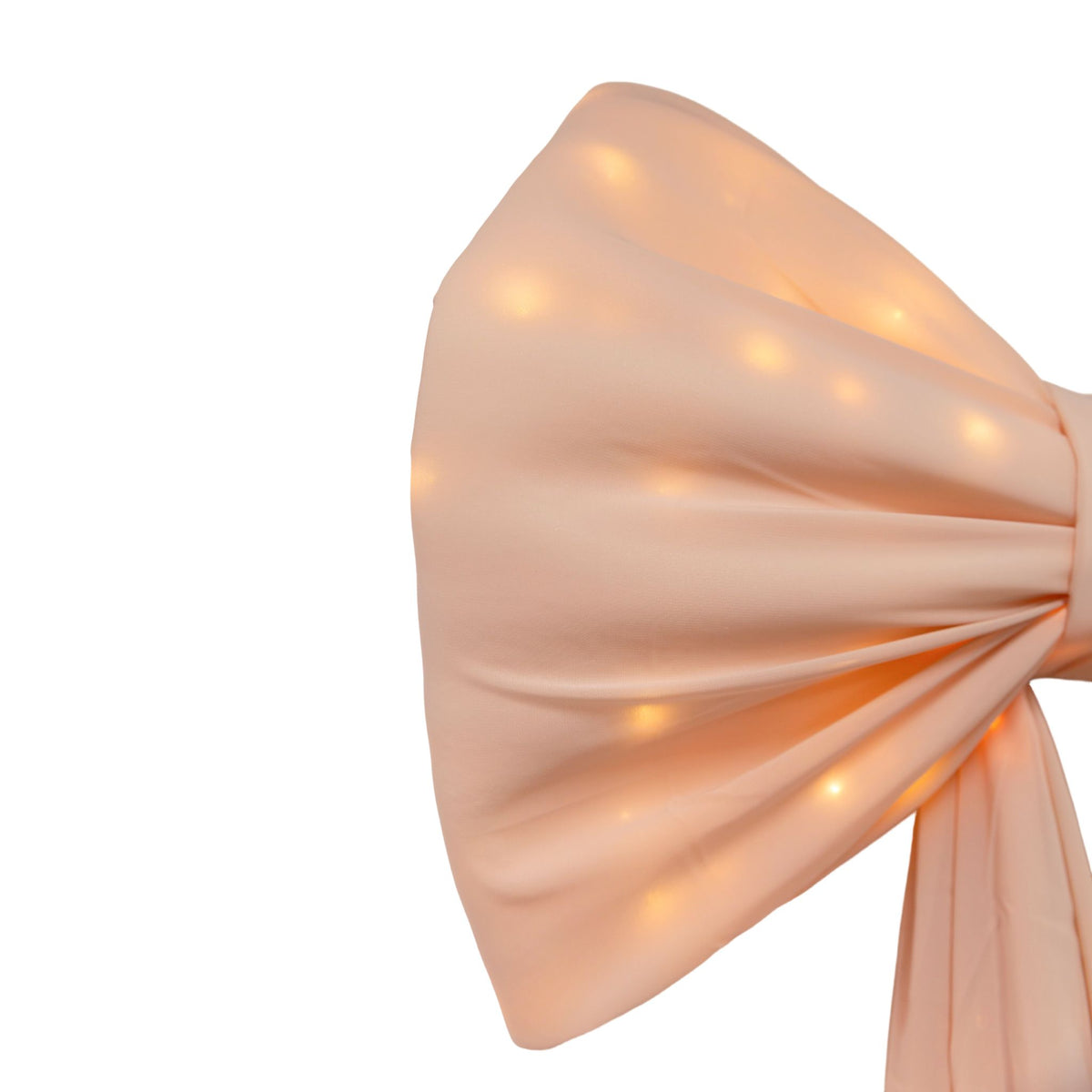 LED Chiffon Bow for Backdrop Blush/Rose Gold edge view